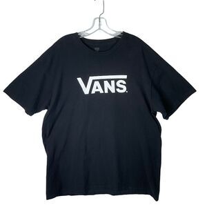 VANS Mens LOGO Sz XXL T Shirt Black With White Premium Tee 2XL No Side Seams